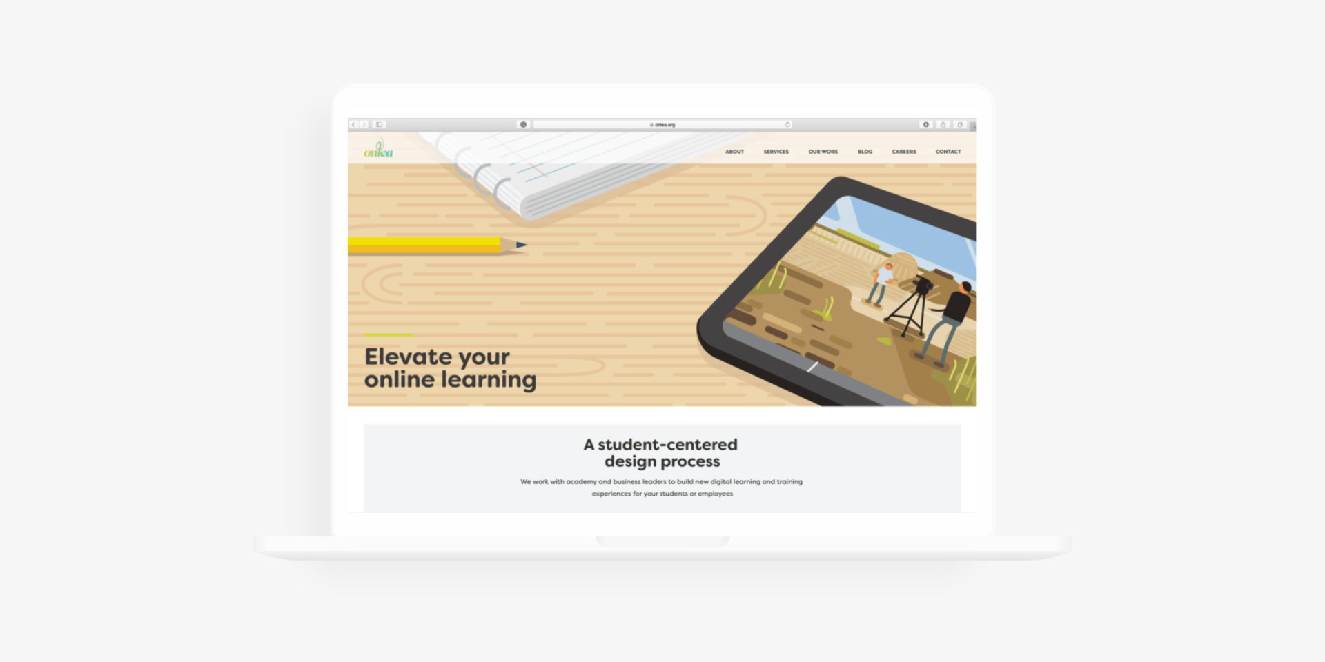 Landing page for online learning site